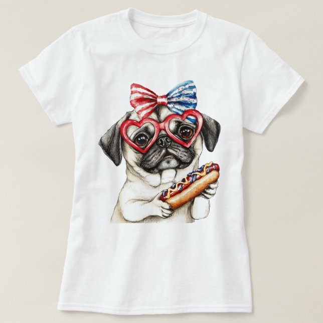Patriotic Pug T Shirt (Design framsida)