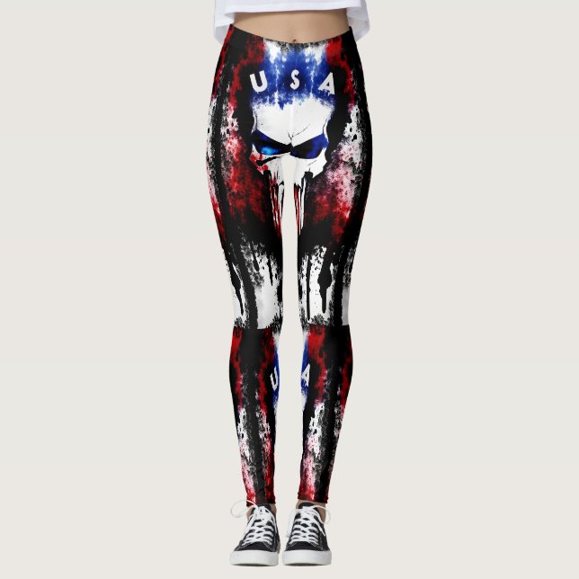 Patriotic Punisher (USA) Leggings (Framsida)
