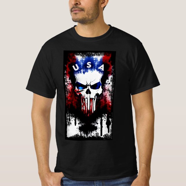 Patriotic Punisher (USA) T Shirt (Framsida)