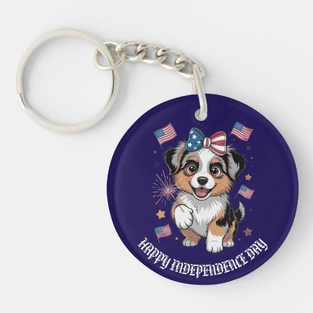 Patriotic Puppy med American Flaggor Anpassningsba (Framsidan)