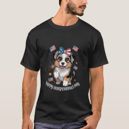 Patriotic Puppy med American Flaggor Anpassningsba T Shirt