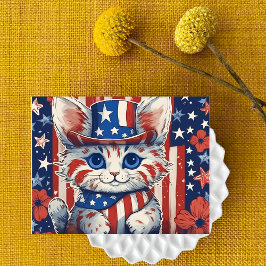 Patriotic Purr-kostym of Happiness Postcard Helg Vykort