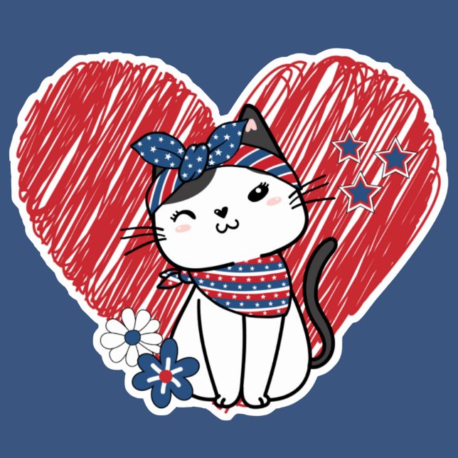 Patriotic Puss Watersecure Klistermärken (Skapare uppladdad)