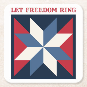 Patriotic Quilt Square Underlägg Papper Kvadrat