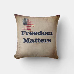 Patriotic Quote med Flagga Eagle Kudde