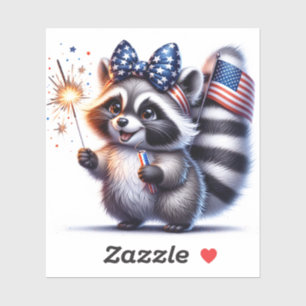 Patriotic Raccoon back to school Stickers Klistermärken