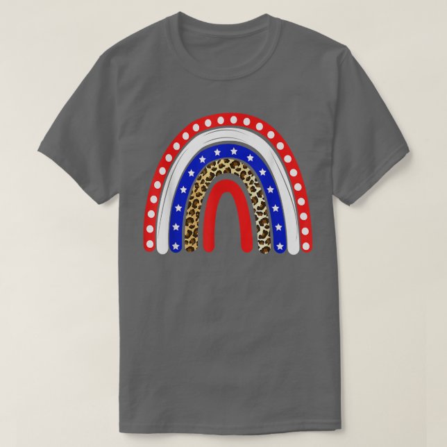 Patriotic Rainbow American Flagga 4:e juli Kids B T Shirt (Design framsida)