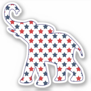 Patriotic Red and Blue Stars Elephant Contour Klistermärken