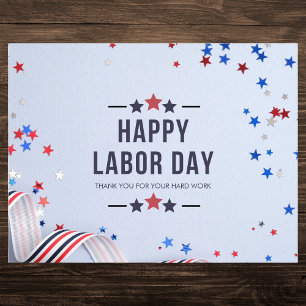 Patriotic Red and Blue Stars Labour Day Helg Vykort