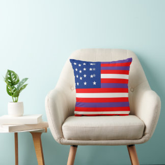 Patriotic Red Blue and White Rand med stjärnor Kudde