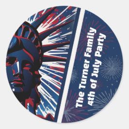 Patriotic Red Blue Frihetsgudinnan 4 juli Runt Klistermärke