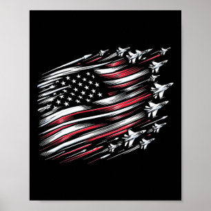 Patriotic Red Blue US Flagga Fighter Jet 4:e Jul Poster