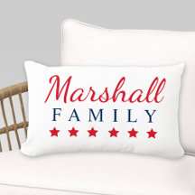 Patriotic Red Navy Blue Family Monogram med stjärn