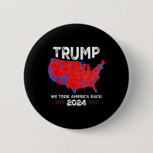 Patriotic Red och Blue Karta, Donald Trump, vi Won Knapp