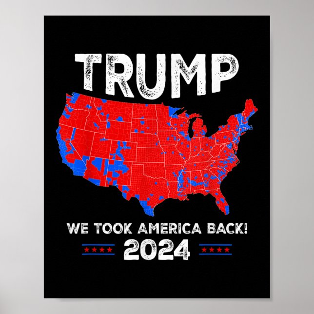 Patriotic Red och Blue Karta, Donald Trump, vi Won Poster (Framsidan)