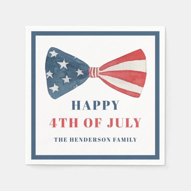 Patriotic Red, White and Blue Bow 4:e juli Pappersservett (Framsidan)