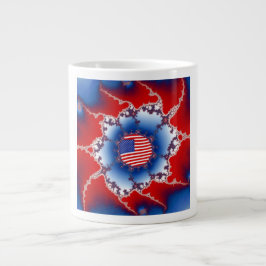 Patriotic Red White & Blue American Flagga Fractal Jumbo Mugg