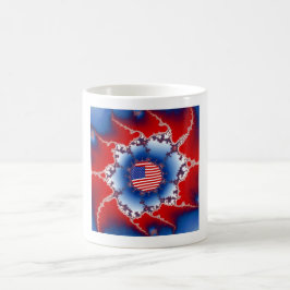 Patriotic Red White & Blue American Flagga Fractal Kaffemugg
