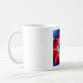 Patriotic Red White & Blue American Flagga Fractal Kaffemugg