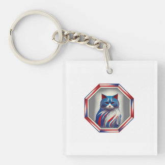 Patriotic Red White & Blue Cat In Frame