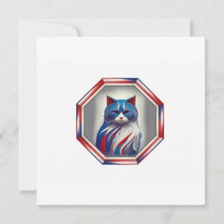 Patriotic Red White & Blue Cat In Frame Inbjudningar