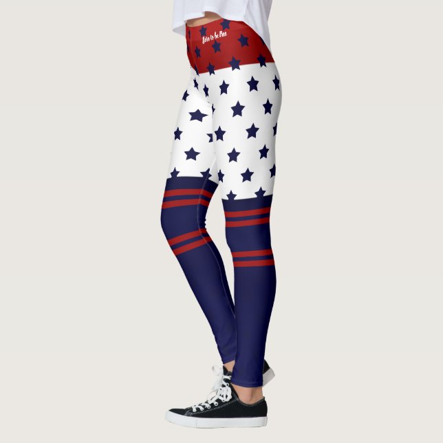 Patriotic Red White & Blue Design Leggings (Vänster)