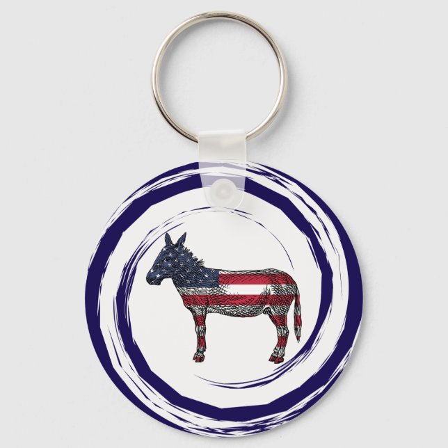 Patriotic Red White Blue Donkey Nyckelring (Framsida)