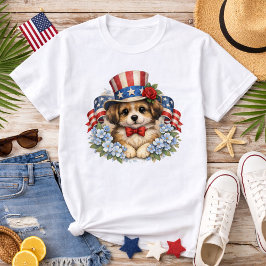 Patriotic Red White Blue Puppy T Shirt