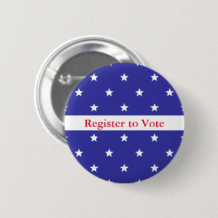 Patriotic Red White & Blue Register to Vote Button Knapp