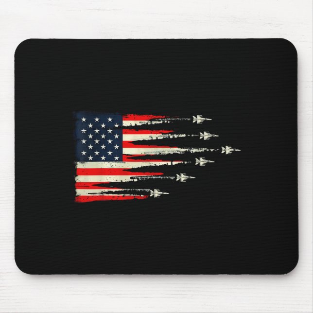 Patriotic Red White Blue Usa Flag Fighter Jets 4th Musmatta (Framsidan)