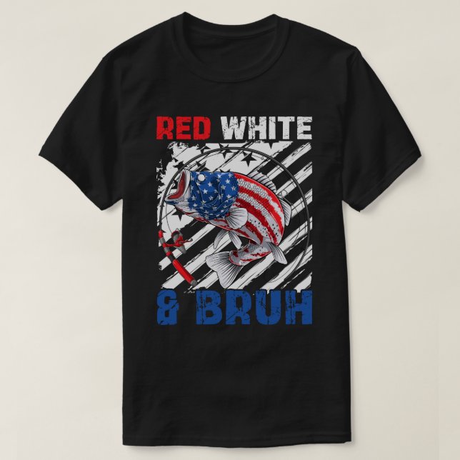 Patriotic Red White & Bruh America Fish 4th of Jul T Shirt (Design framsida)