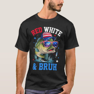 Patriotic Red White & Bruh America Fish Fishing 4t T Shirt