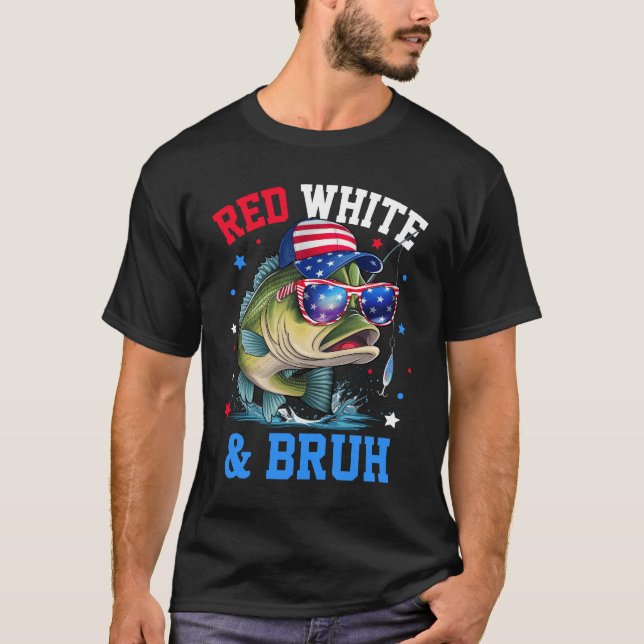 Patriotic Red White & Bruh America Fish Fishing 4t T Shirt (Framsida)