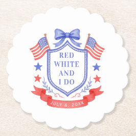 Patriotic Red White & I Do Bridal Shower Underlägg Papper