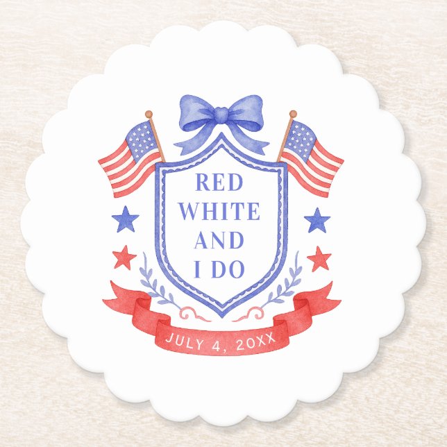 Patriotic Red White & I Do Bridal Shower Underlägg Papper (Framsida)