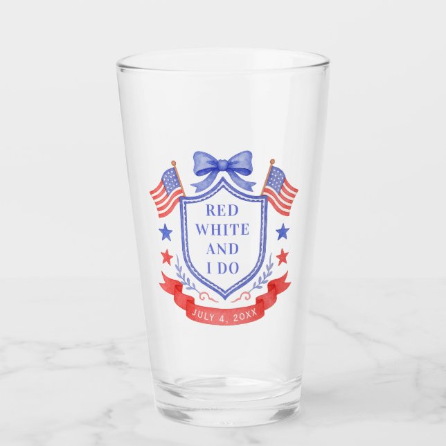 Patriotic Red White & I Do Bridal Shower Welcome Glaskopp (Framsida)