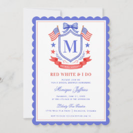 Patriotic Red White & I Do Monogram Bridal Shower Inbjudningar