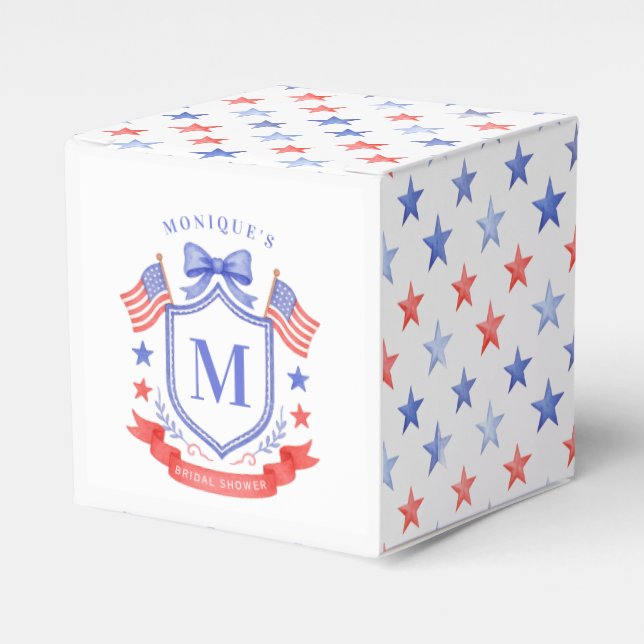 Patriotic Red White & I Do Monogram Bridal Shower Presentaskar (Framsidan Sidan)