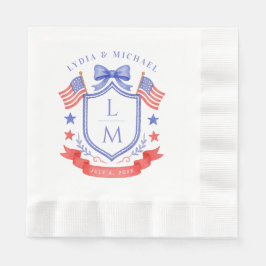Patriotic Red White & I Do Monogram Wedding Pappersservett
