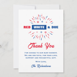 Patriotic Red White och 4:e juli Baby Shower Tack Kort