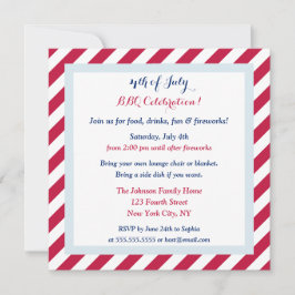 Patriotic Red White och Blue 4:e juli BBQ Party Inbjudningar