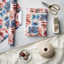 Patriotic Red White och Blue 4:e juli Wrapping Presentpapper