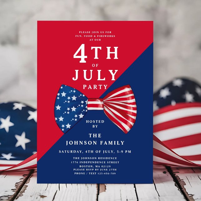 Patriotic Red White och Blue 4 juli Inbjudningar (Patriotic Red White And Blue 4th Of July Invitation)