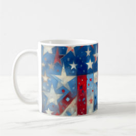 Patriotic Red White och Blue Abstrakt US Flagga Kaffemugg