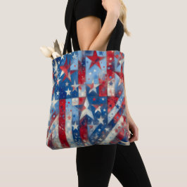 Patriotic Red White och Blue Abstrakt US Flagga Tygkasse