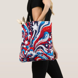 Patriotic Red White och Blue Abstrakt US Flagga Tygkasse