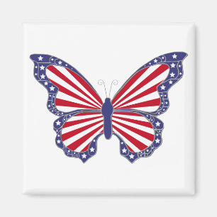 Patriotic Red White och Blue Butterfly Magnet