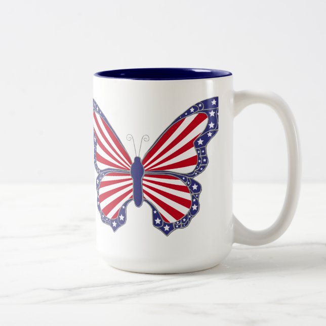 Patriotic Red White och Blue Butterfly Mugg (Höger)