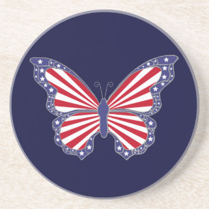 Patriotic Red White och Blue Butterfly Underlägg