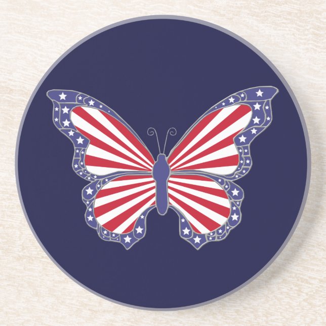 Patriotic Red White och Blue Butterfly Underlägg (Framsidan)